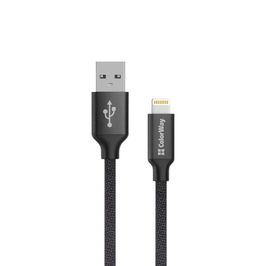 Кабель СolorWay USB to Apple Lightning 2 м 2,4А CW-CBUL007-BK Black фото