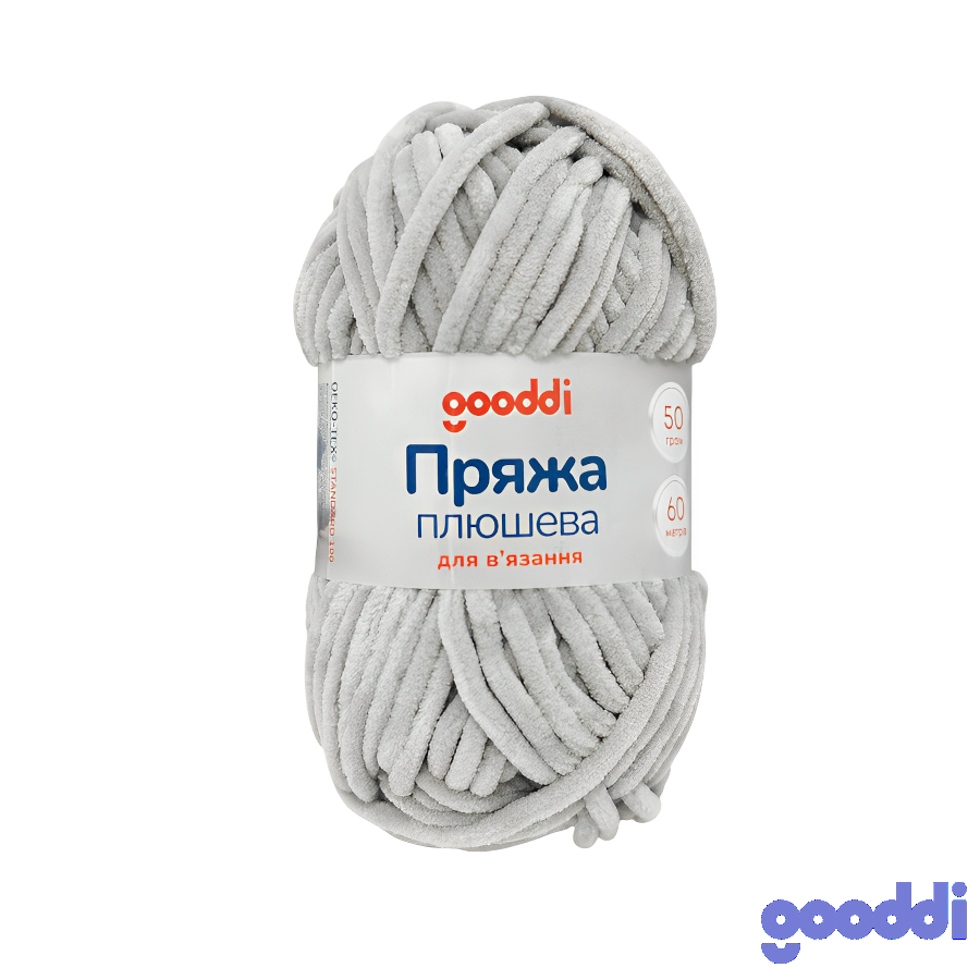 Пряжа плюшева Gooddi 50 г Бежево-сіра 357 фото