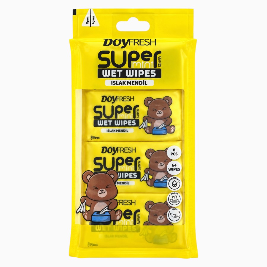 Вологі серветки Doy Fresh 64 шт. Super Mini жовті мініатюра