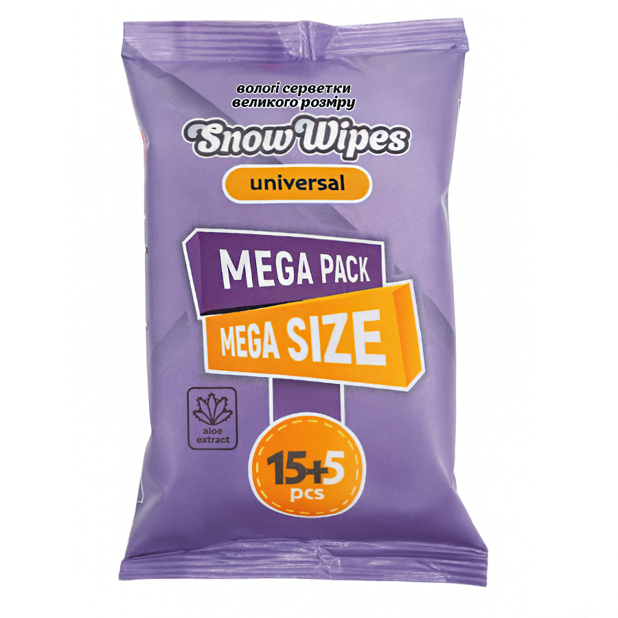 Вологі серветки Snow wipes 15+5 шт. Універсальні мініатюра