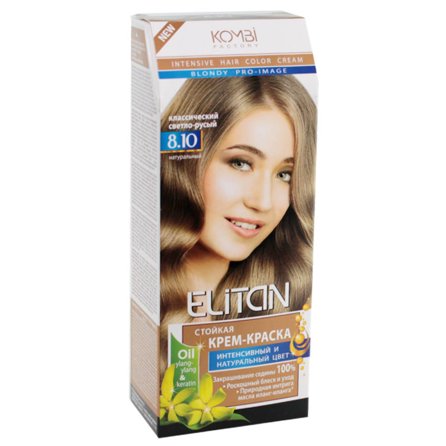 Крем-фарба для волосся Elitan 8.10 Класичний світло-русий Intensive фото