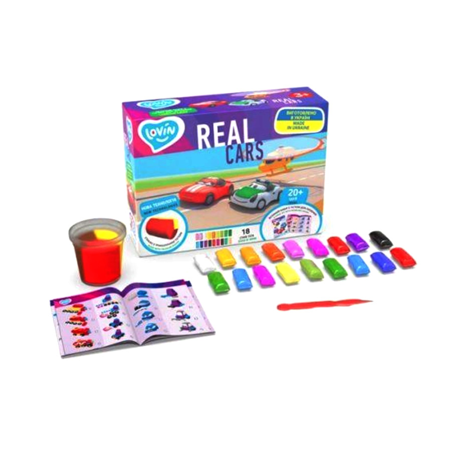 Тісто для ліплення Lovin 18 кольорів Real Сars мініатюра