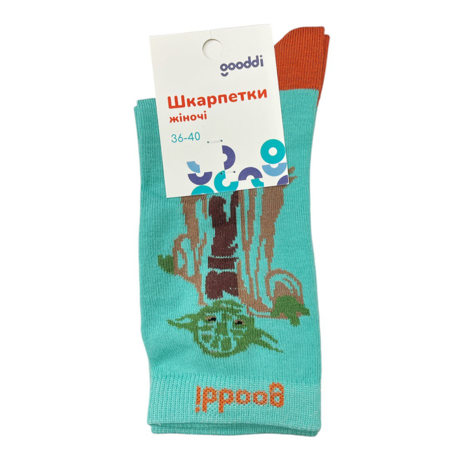 Шкарпетки жіночі Gooddi демісезонні 36-40 високі  класичні Йода 2 фото