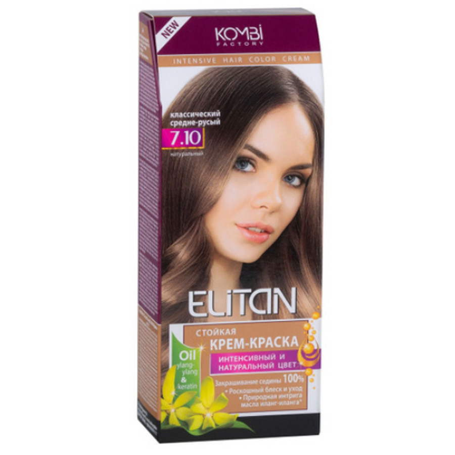 Крем-фарба для волосся Elitan Intensive 7.10 Класичний середньо-русявий фото