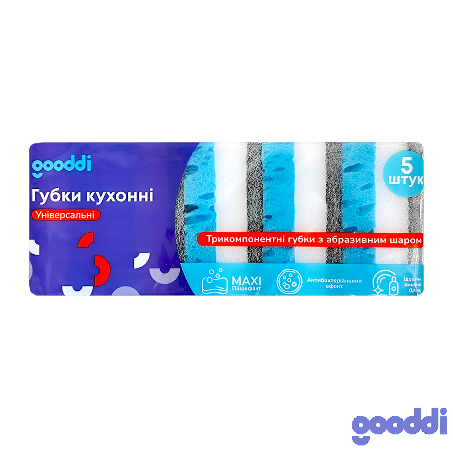 Губка кухонна Gooddi 5 шт. фото