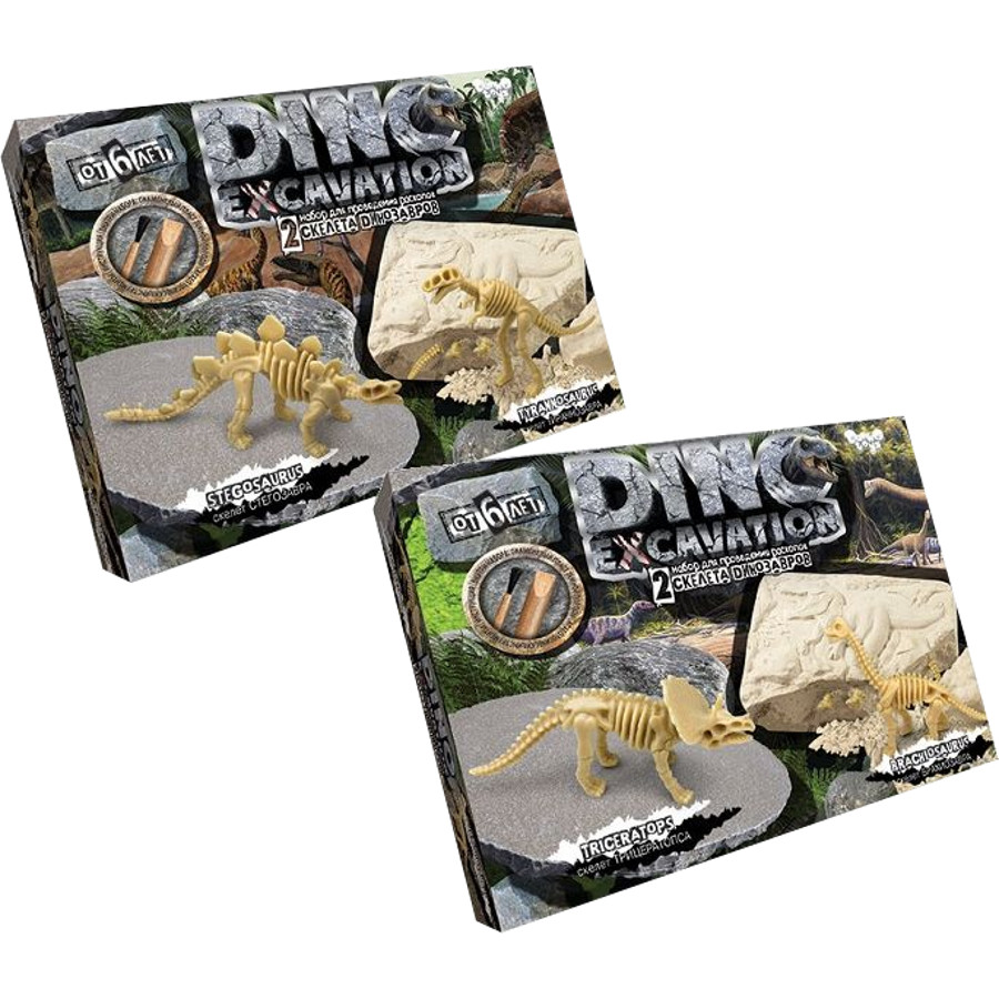Набір для проведення розкопок Danko toys Dino Excavation 2 скелета фото