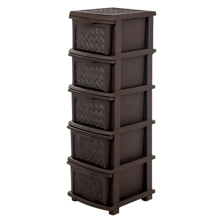 Комод R-plastic 34*40*105 см 5 ящиків коричневий Компакт-Макс мініатюра