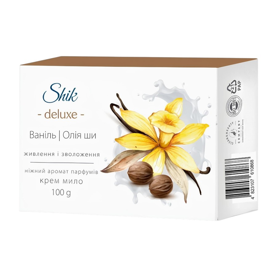 Крем-мило тверде Shik Deluxe 100 г Ваніль та олія ши фото