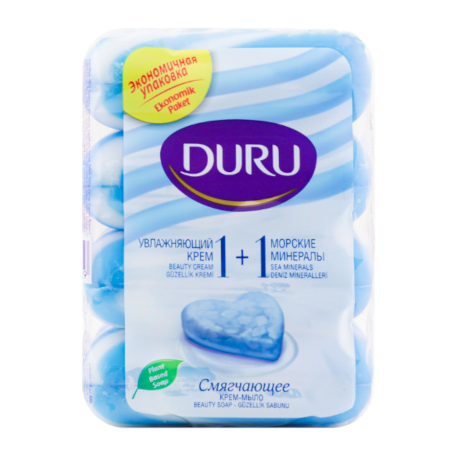 Крем-мило тверде Duru 1+1 Морські мінерали та крем 4*80 г мініатюра