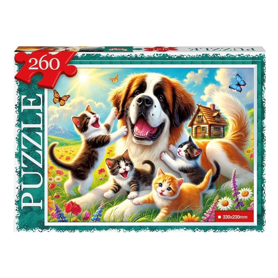 Пазли Danko toys 260 елементів Собака з кошенятами №2 мініатюра