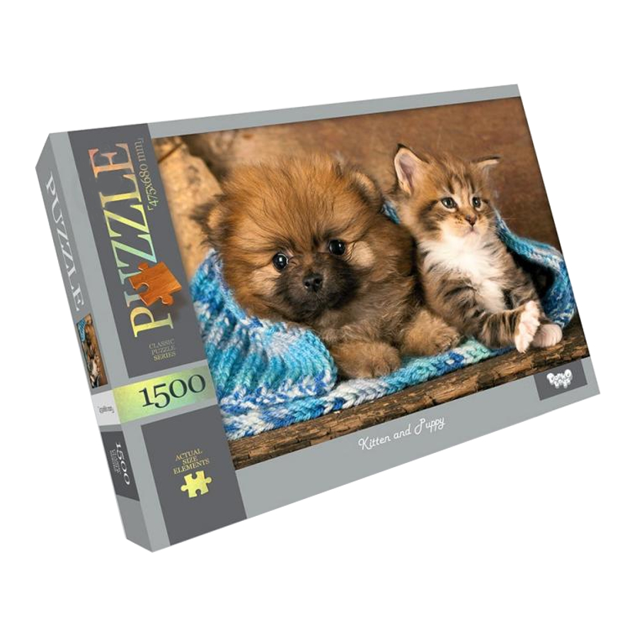 Пазли Danko toys 1500 елементів Kitten and Puppy мініатюра