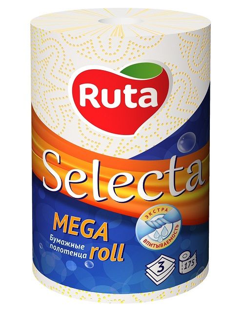 Рушники паперові Ruta 175 аркушів 1 рулон Selecta Mega roll фото