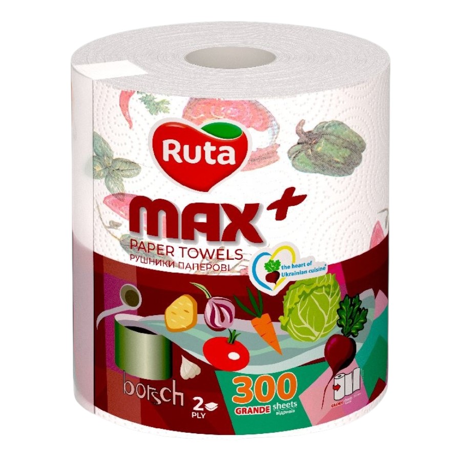 Рушники паперові Ruta 300 аркушів 1 рулон Max Plus фото