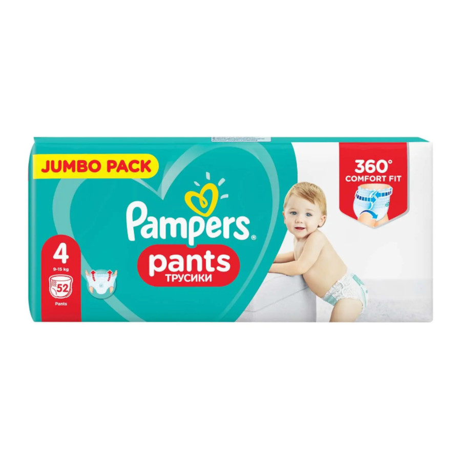 Підгузки-трусики Pampers 4 9-15 кг 52 шт. Pants Maxi фото