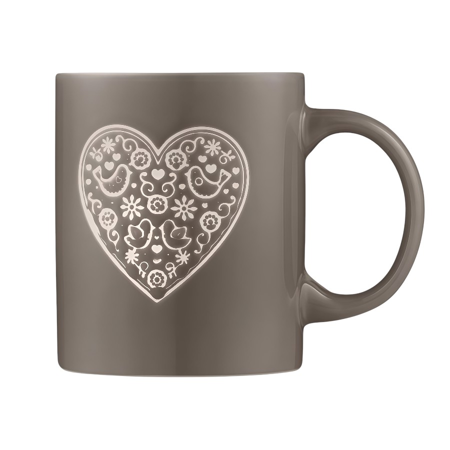 Чашка керамічна Ardesto 320 мл Heart сіра фото