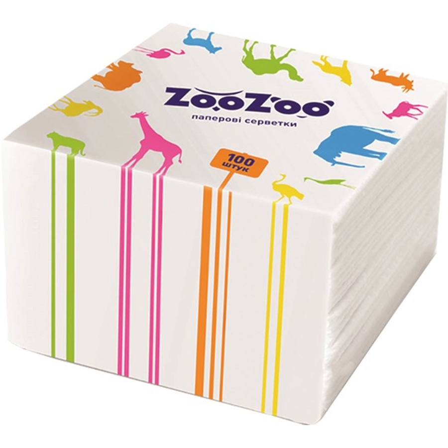 Серветки паперові ZooZoo 100 шт. 24*24 см білі мініатюра