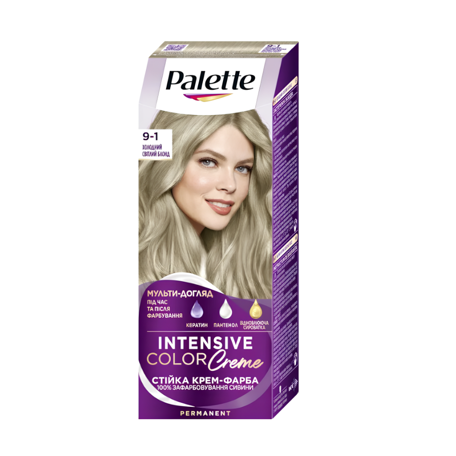 Крем-фарба для волосся Palette 9-1 Холодний світлий блонд фото