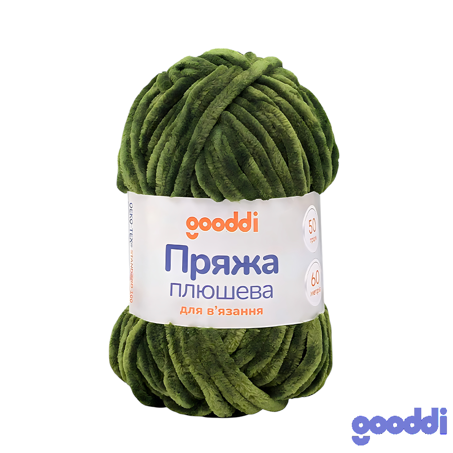 Пряжа плюшева Gooddi 50 г Темно-зелена 361 фото