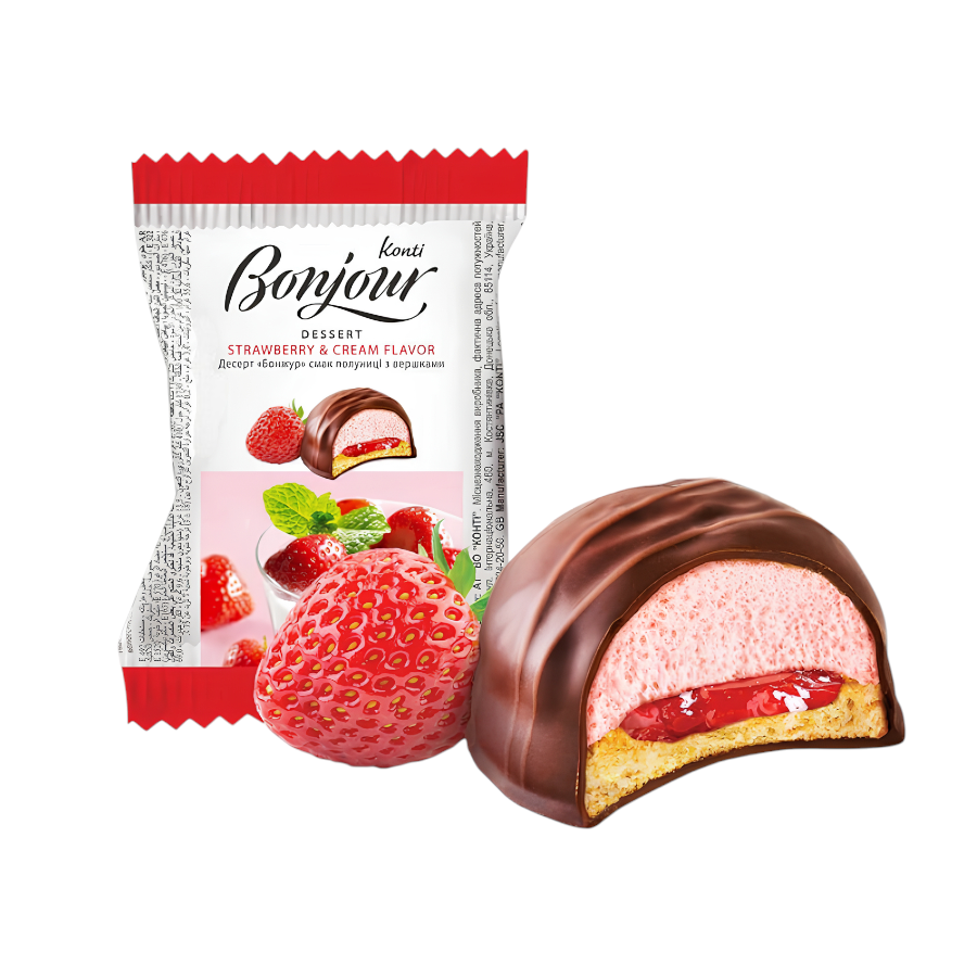 Десерт Konti 29 г Bonjour Strawberry & Cream flavor фото