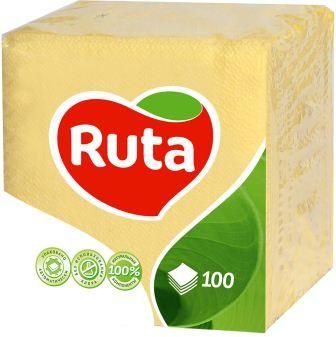 Серветки паперові Ruta 100 шт. 24*24 см жовті мініатюра