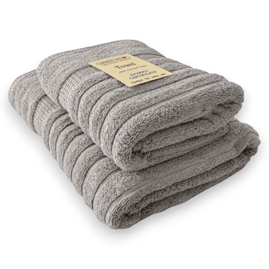 Рушник жакардовий Lovely Svi 2 шт. 70*140 см 50*90 см бежево-сірий Oxford Stripe мініатюра