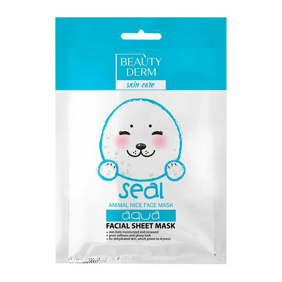 Маска для обличчя Beauty Derm 25 мл Тканинна зволожуюча Animal Seal Aqua фото