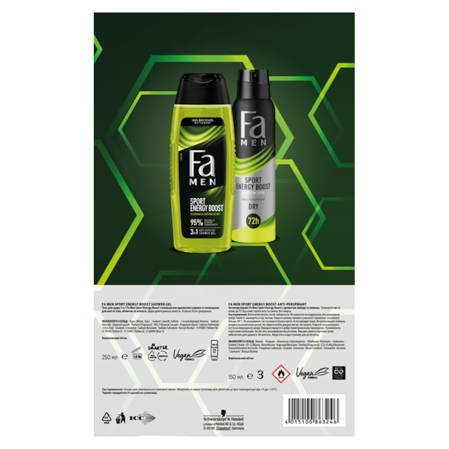 Набір косметичний Fa Men 2 предмети Energy Boost. Be In Charge фото