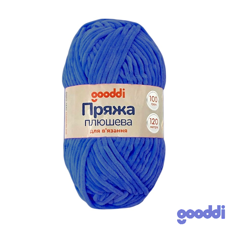 Пряжа плюшева Gooddi 100 г Синя 329 фото