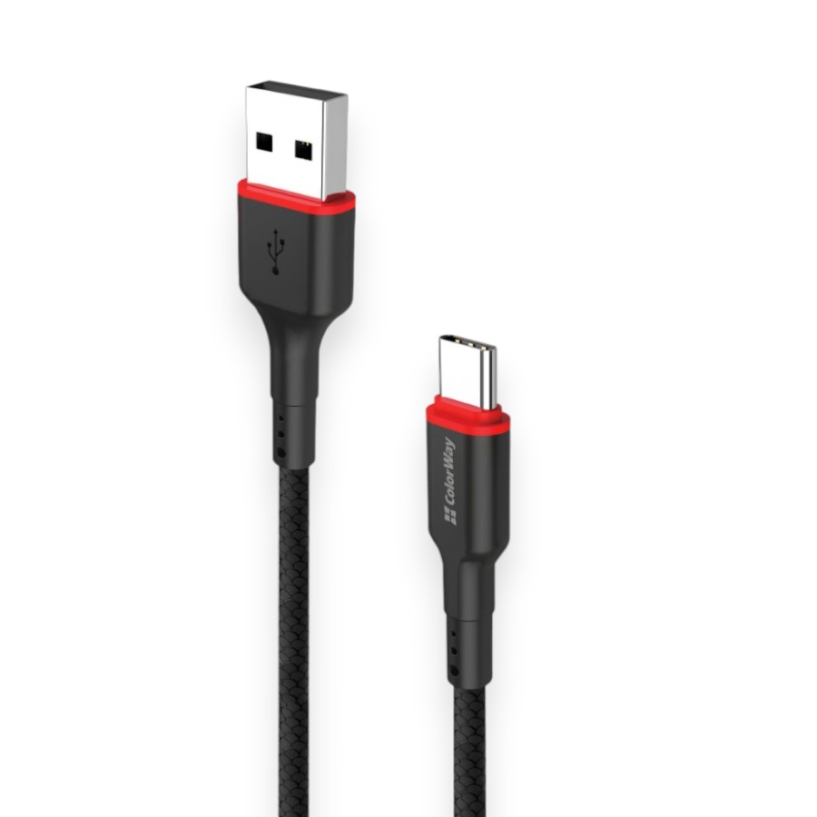 Кабель СolorWay USB to Type-C 1 м 2,4А Black фото