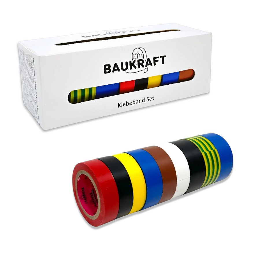 Ізоляційна стрічка Baukraft 5 м 9 шт. мікс фото