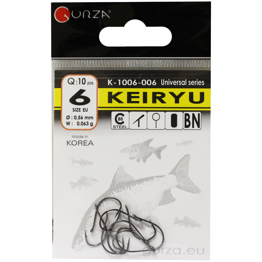 Гачки рибацькі Gurza 10 шт. Keiryu BN №6 мініатюра