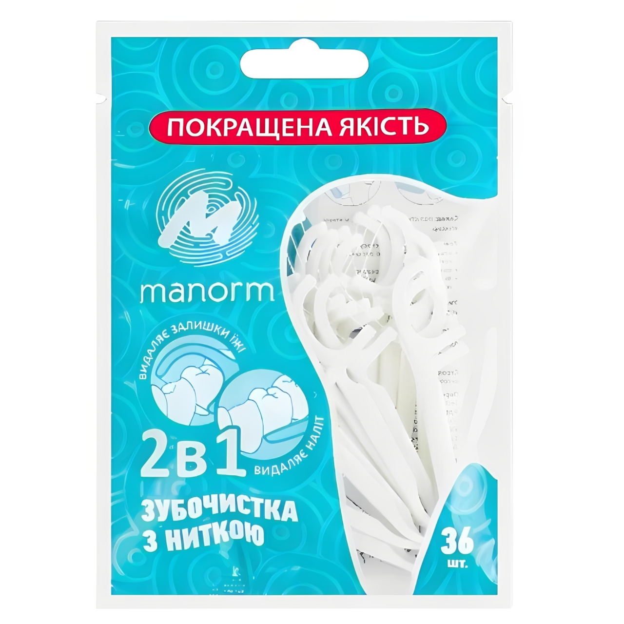 Флос-зубочистки Manorm 36 шт. з ниткою фото