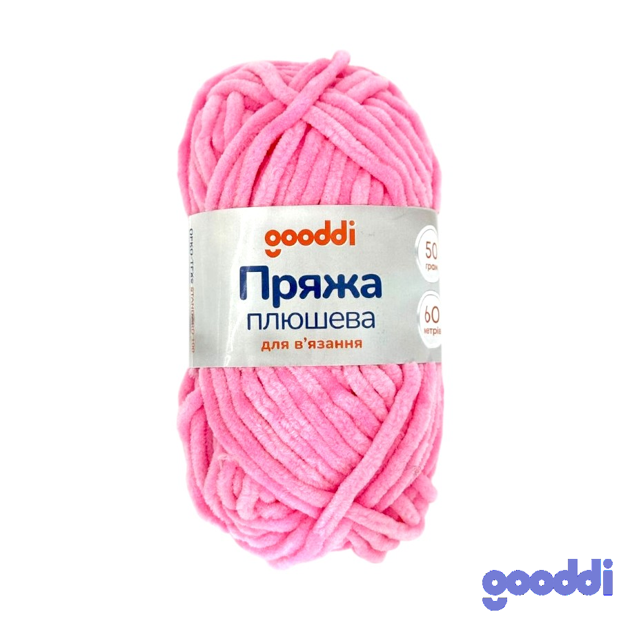 Пряжа плюшева Gooddi 50 г Рожева 309 фото
