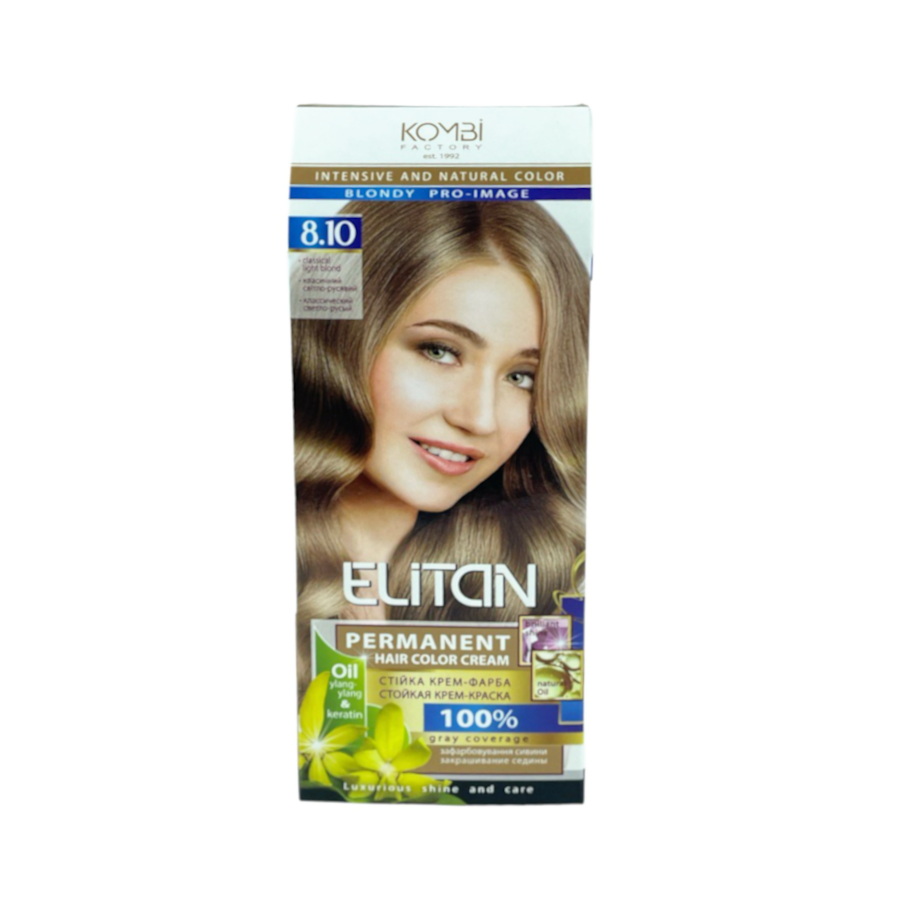 Крем-фарба для волосся Elitan 8.10 Класичний світло-русий Intensive фото