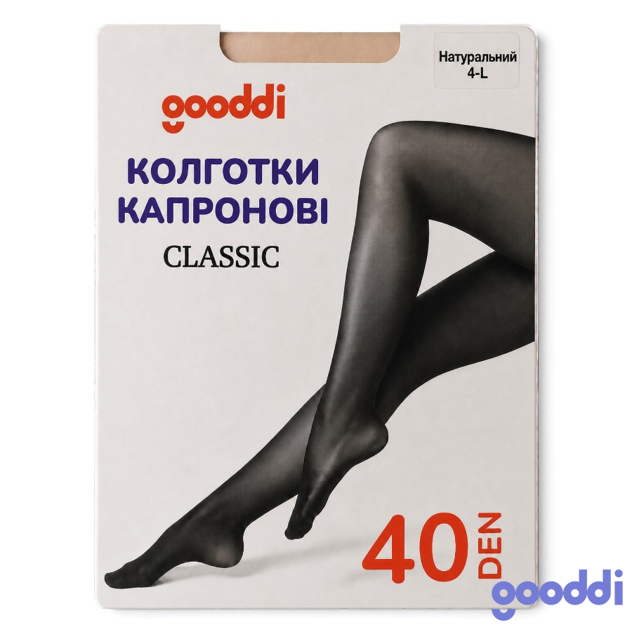 Колготи капронові Gooddi Classic 40 den 4 бежеві мініатюра