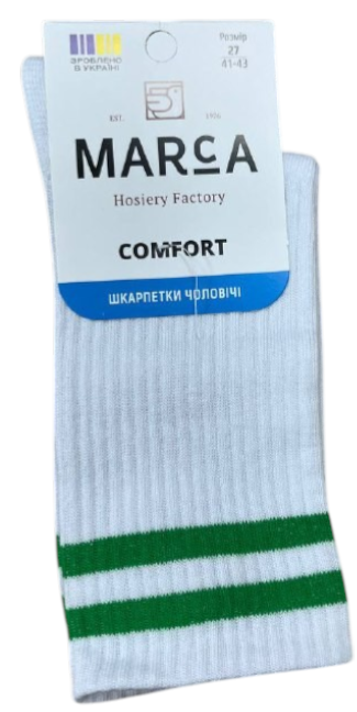 Шкарпетки чоловічі Marca демісезонні 27 біло-зелені 41305 мініатюра