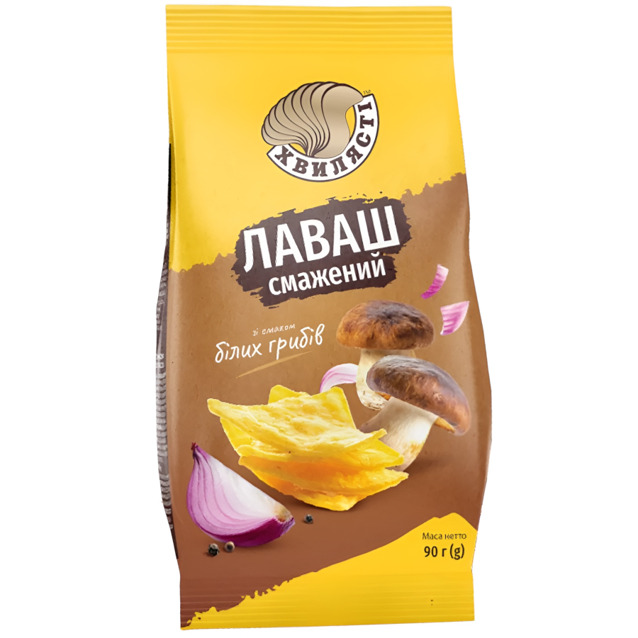 Снеки Хвилясті 90 г Лаваш смажений зі смаком білих грибів мініатюра