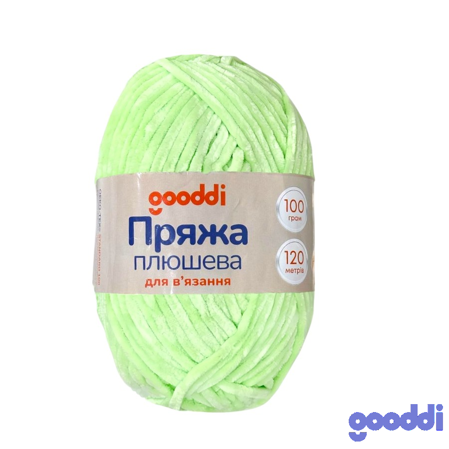 Пряжа плюшева Gooddi 100 г М'ятна 350 фото