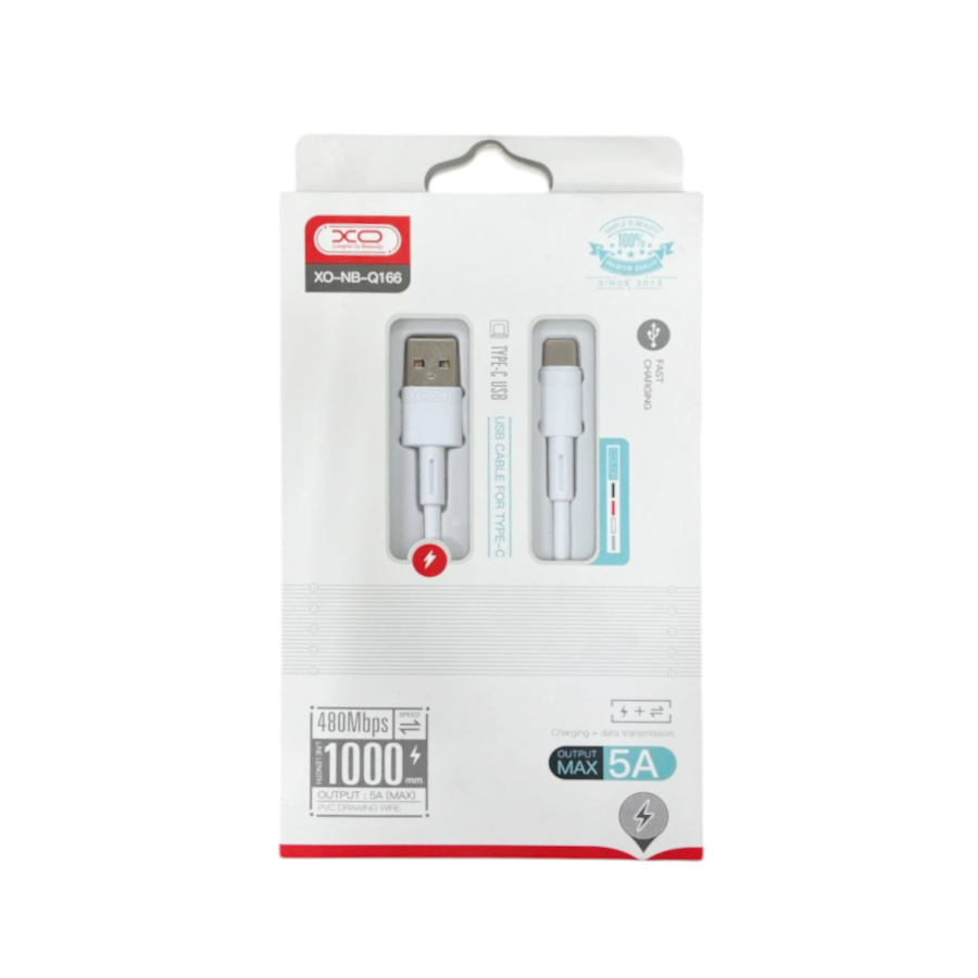 Кабель XO NB-Q166 USB to Type-C 1 м 5А White фото