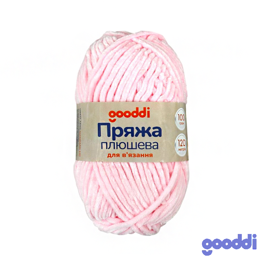 Пряжа плюшева Gooddi 100 г Світло-рожева 319 фото