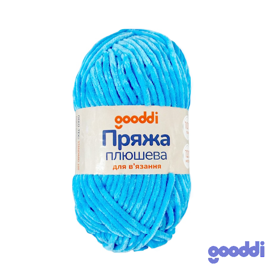 Пряжа плюшева Gooddi 100 г Блакитна 326 фото