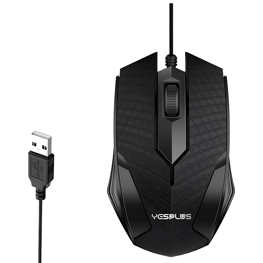 Мишка комп'ютерна Yesplus USB 1,5 м чорна 1306 фото