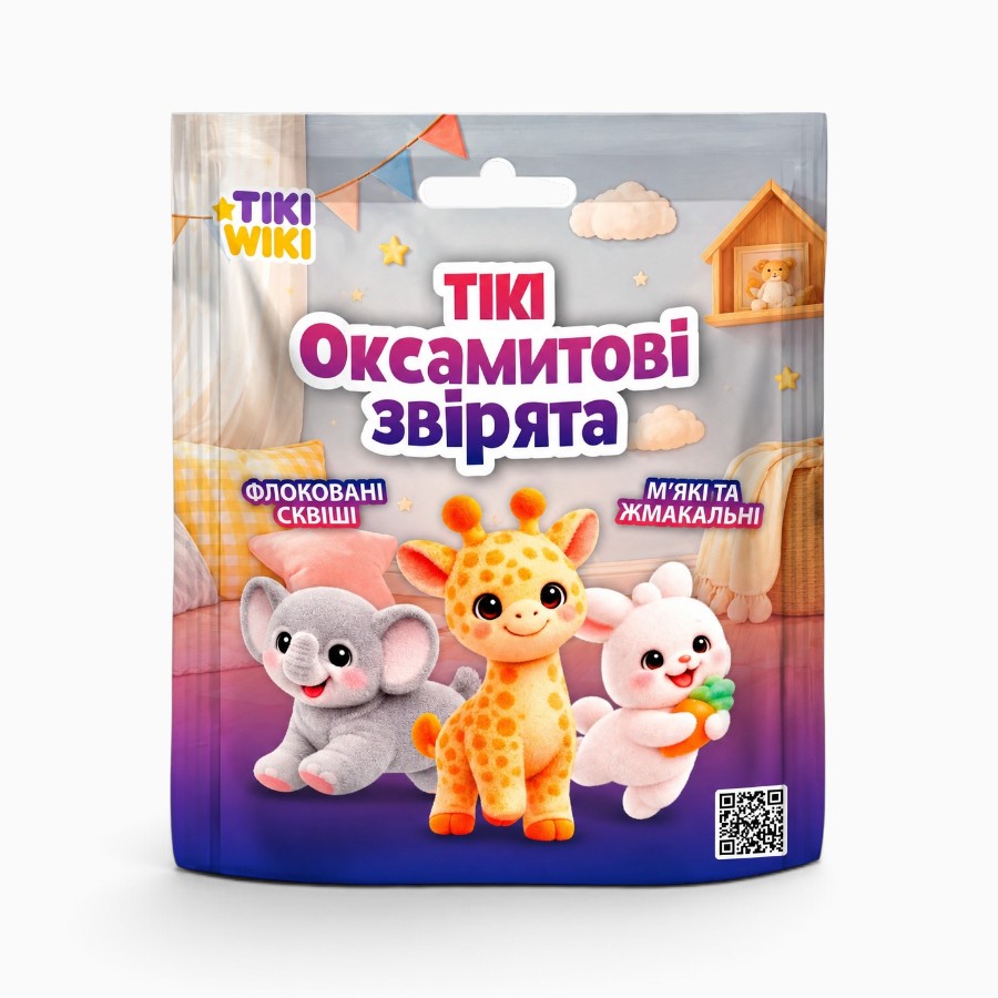 Іграшка-антистрес Tiki Wiki Тікі Оксамитові Звірята мініатюра