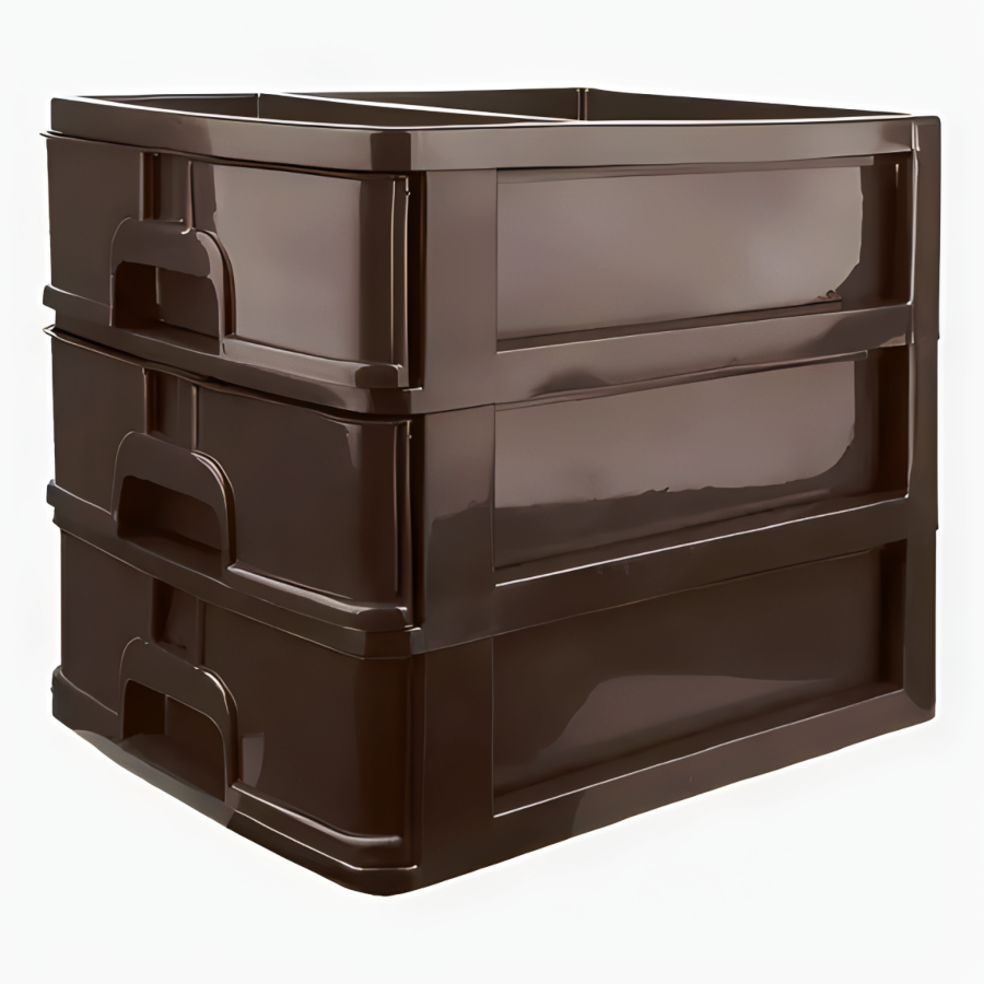 Комод R-plastic 35*25,5*28 см 3 ящики коричневий Міні А4 мініатюра