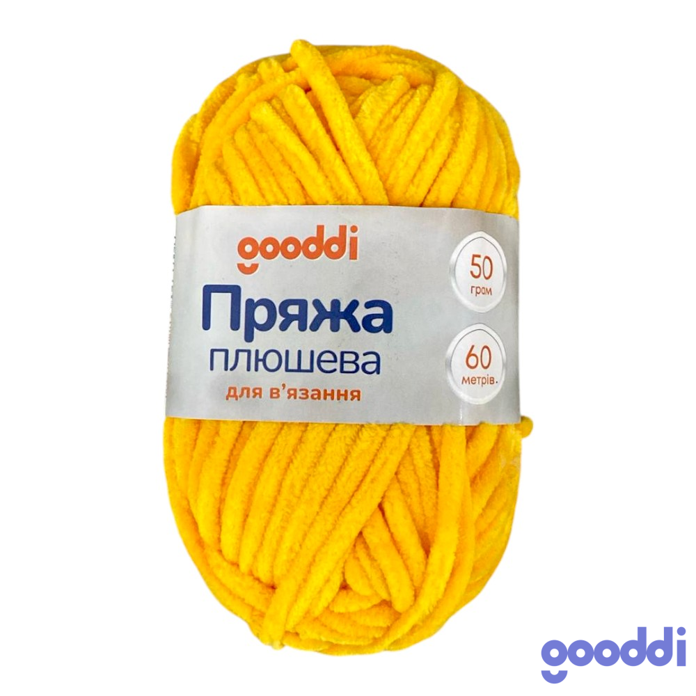 Пряжа плюшева Gooddi 50 г Жовтогаряча 368 фото