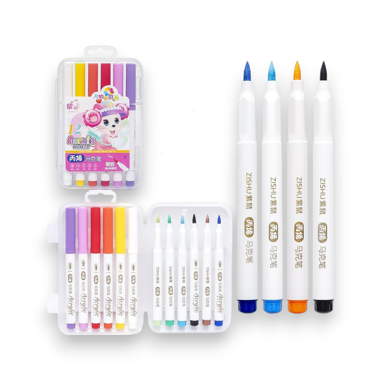 Фломастери 12 кольорів Acrylic Marker ZS-257-12 фото
