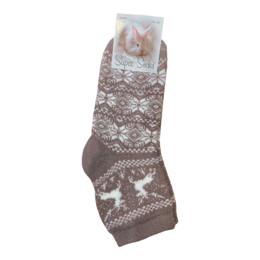 Шкарпетки жіночі Super Socks теплі 36-40 капучино Олень і сніжинка мініатюра