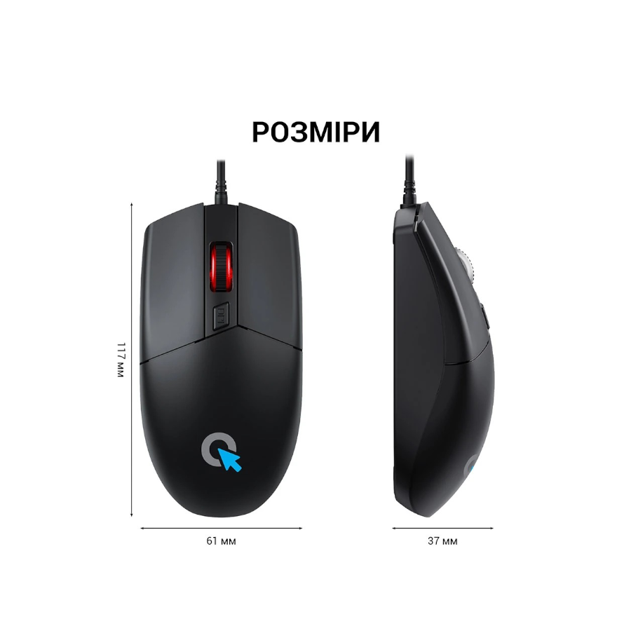 Мишка комп'ютерна OfficePro USB 1,4 м чорна M115 фото
