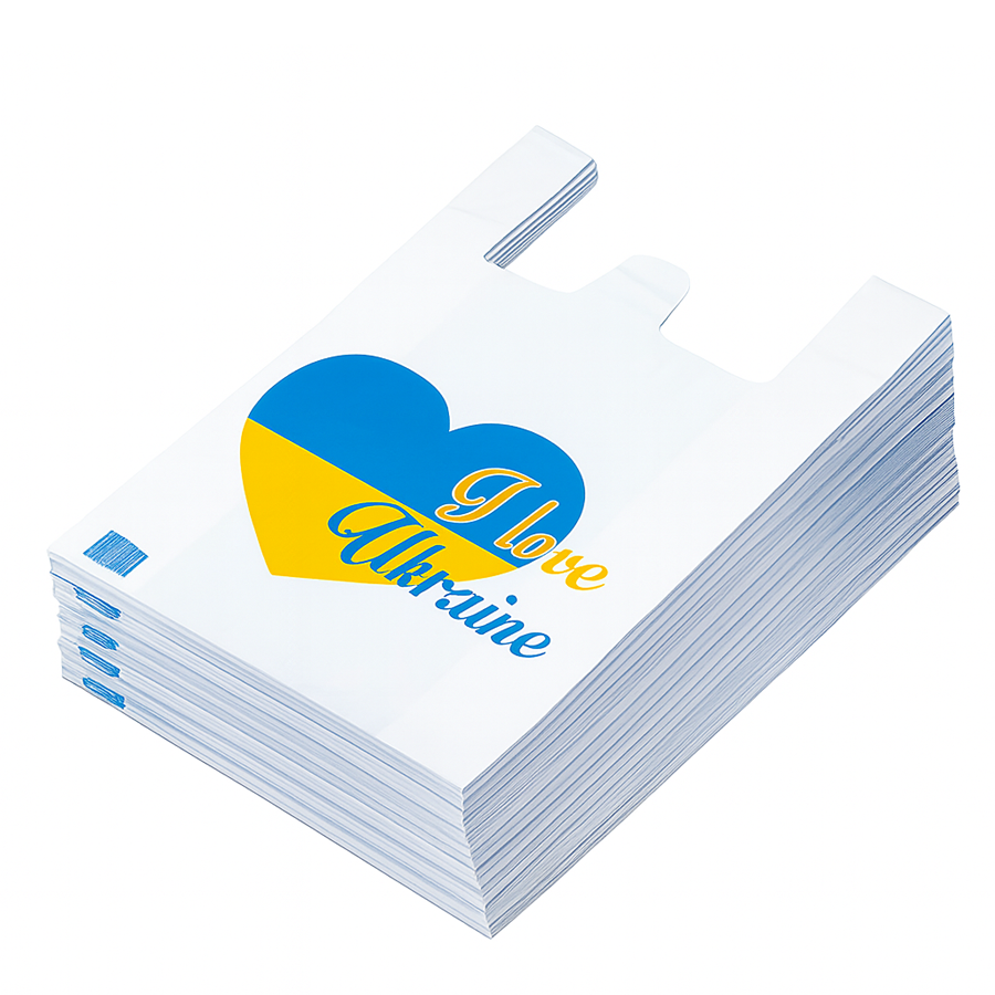 Набір пакетів 10 мкм 30*50 см Серце України 100 шт. фото