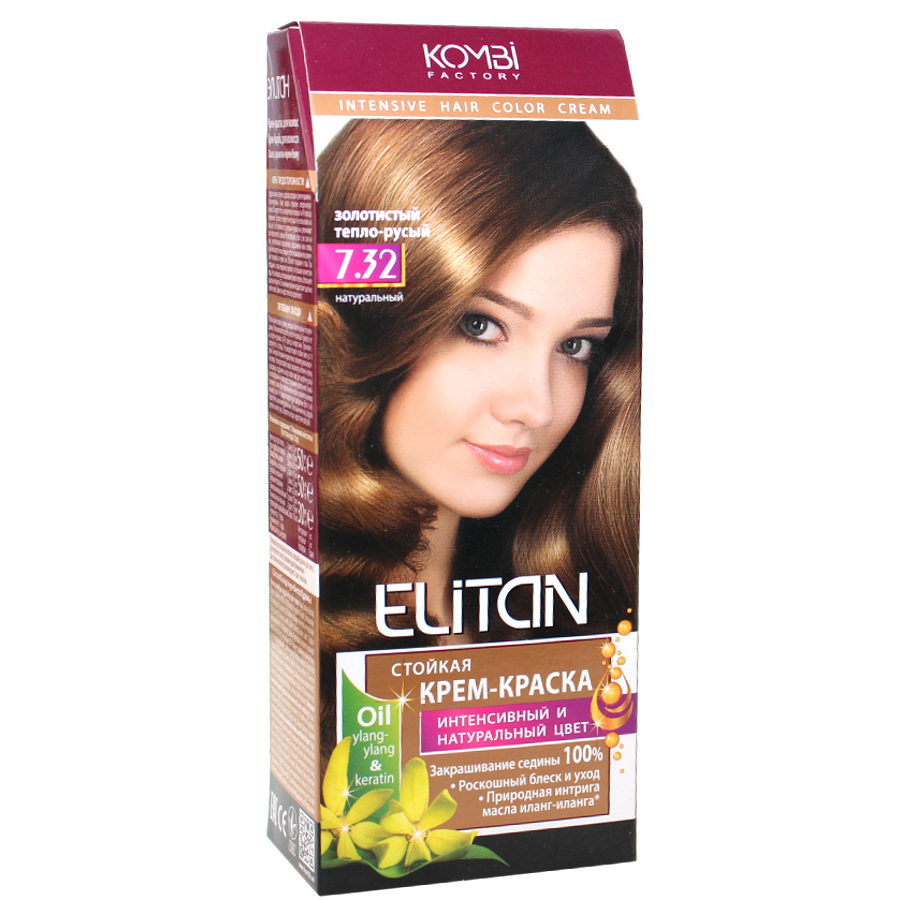 Крем-фарба для волосся Elitan Intensive 7.32 Золотистий тепло-русий фото